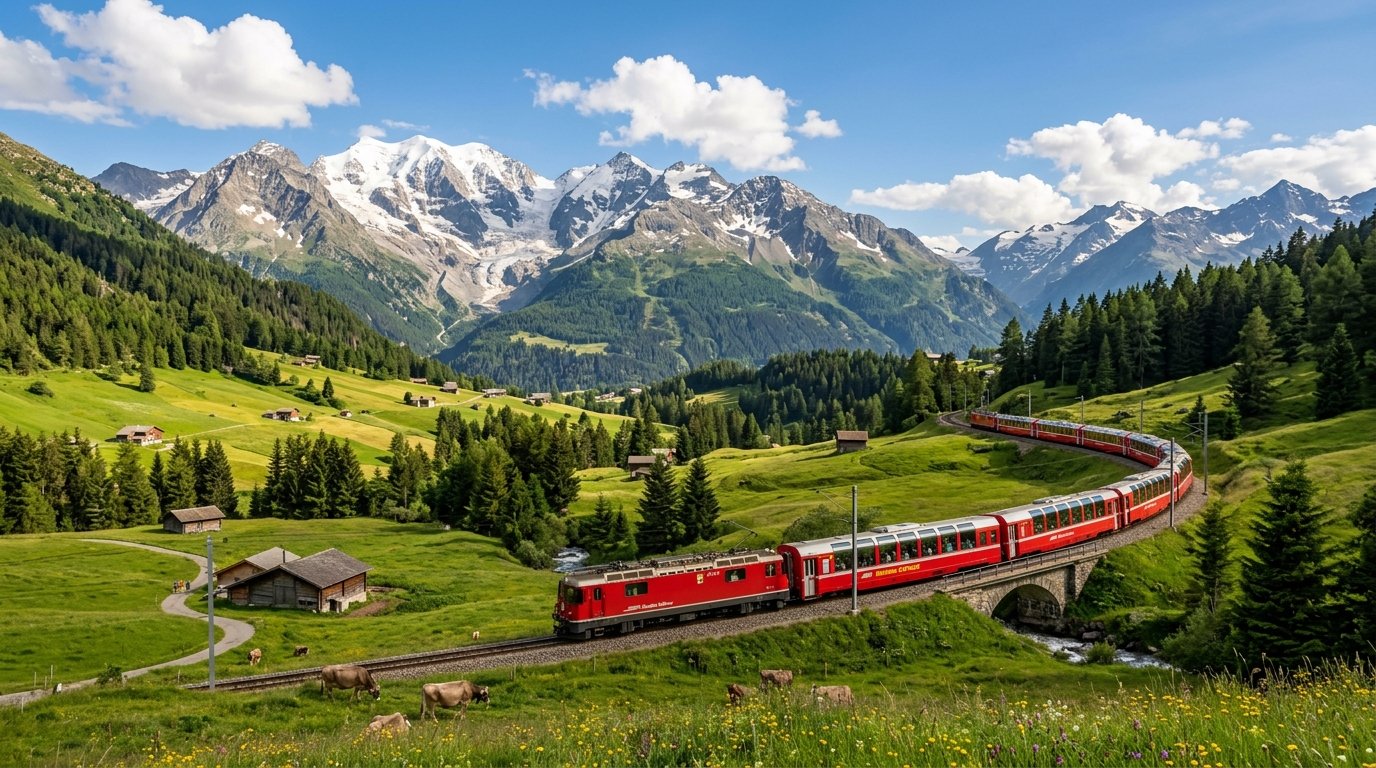 Scenic Train in Alps